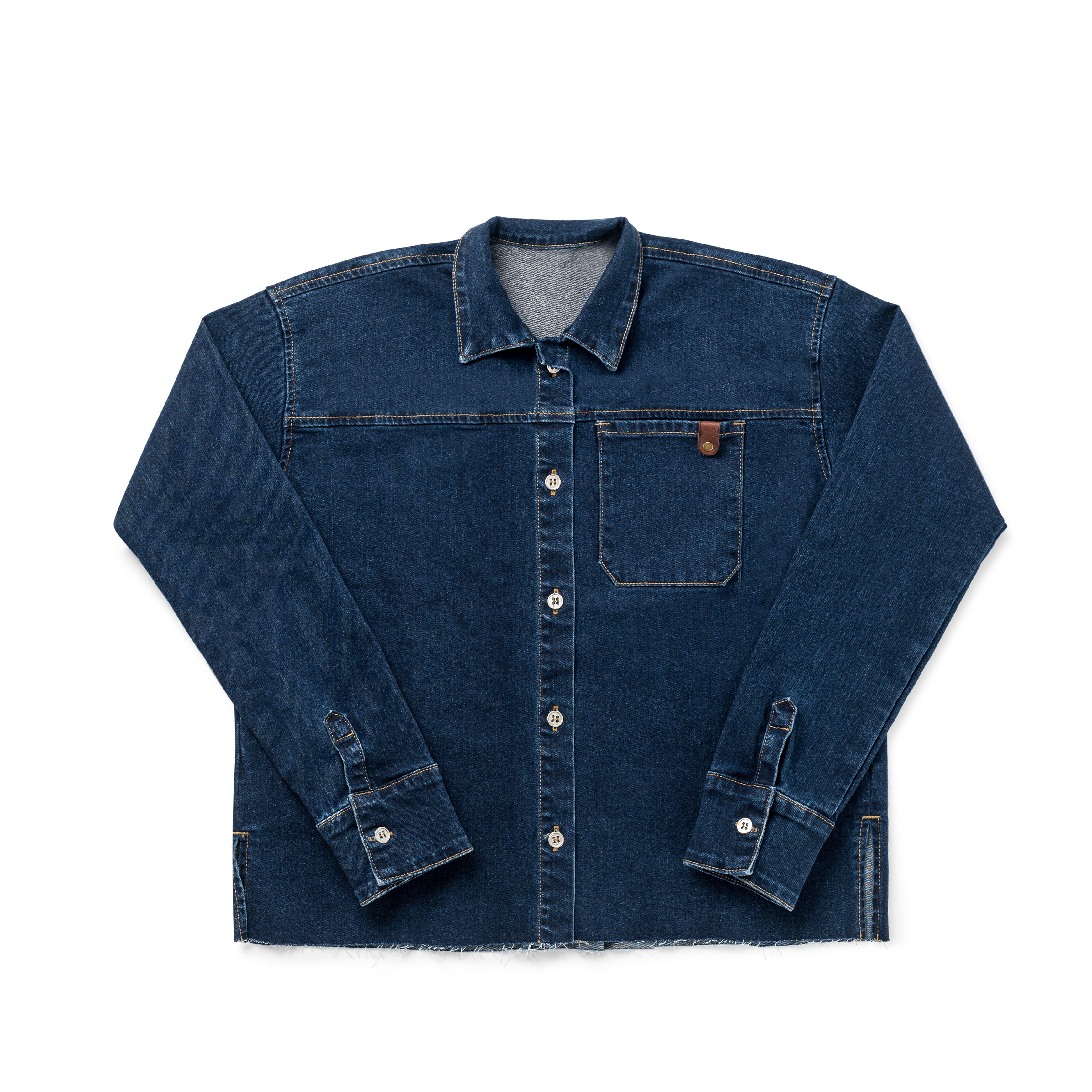 Birnham on the Sea Teens Dark Denim Pleat Detail Shirt