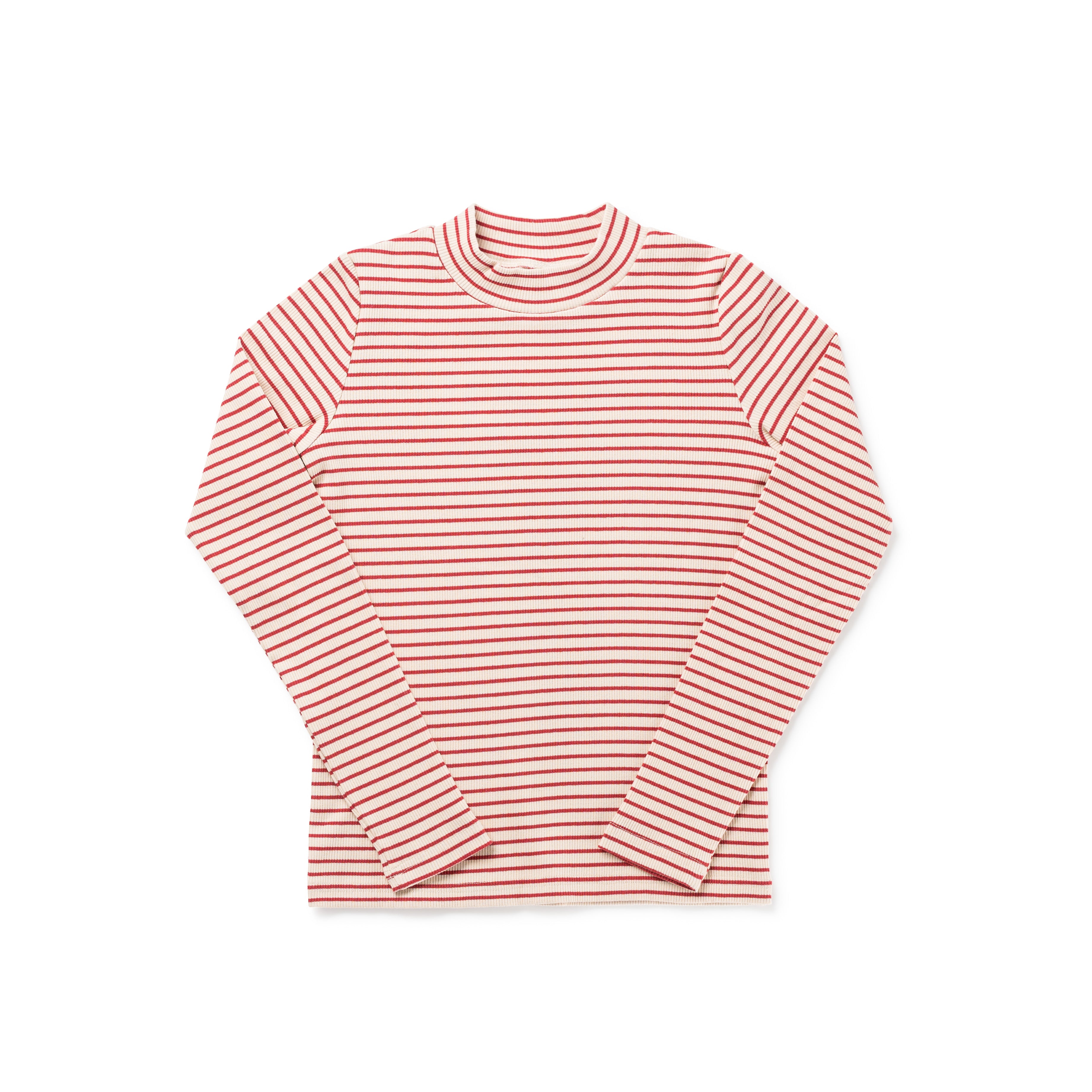 Birnham on the Sea Girls Brick Stripe Mockneck