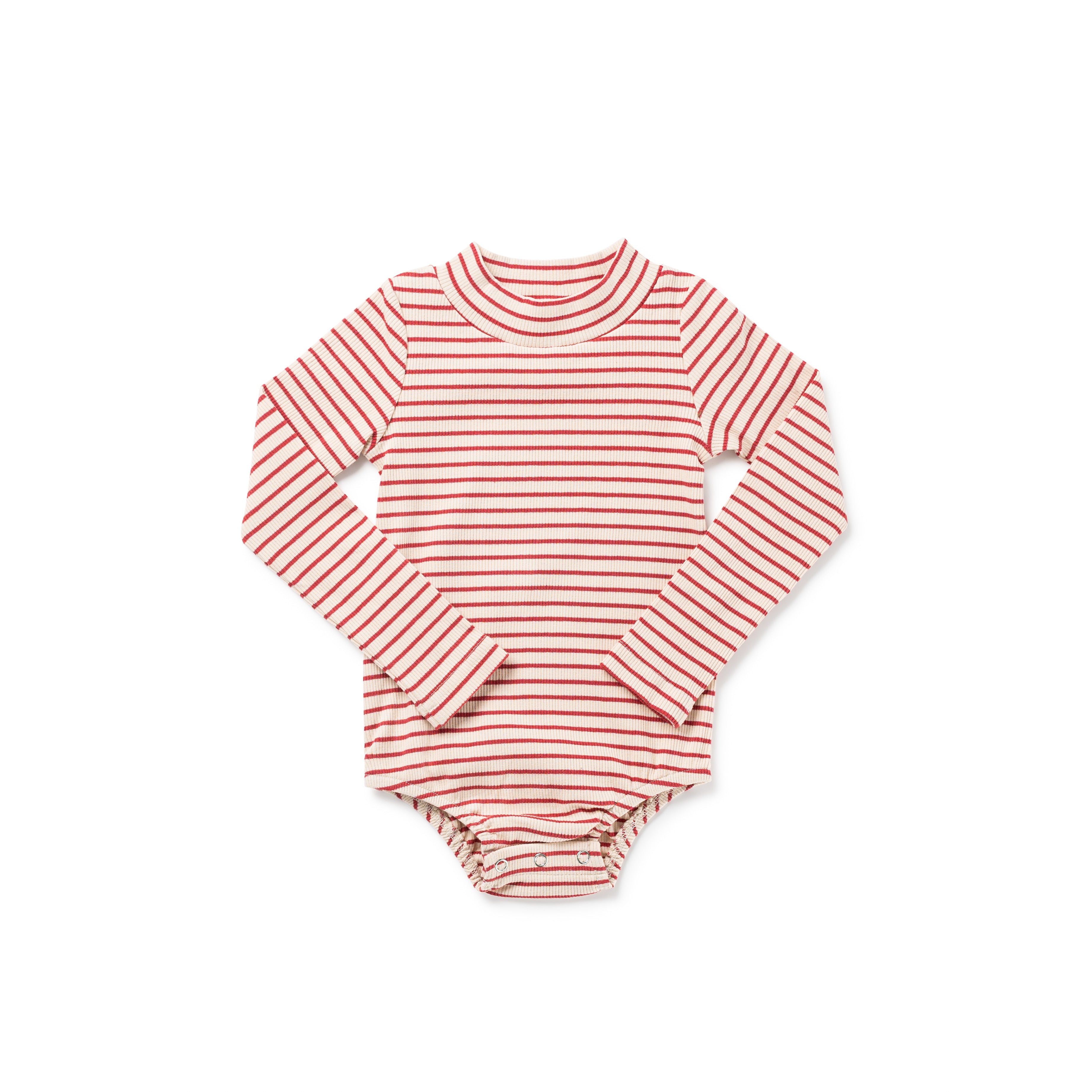 Birnham on the Sea Baby Brick Stripe Mockneck Onesie