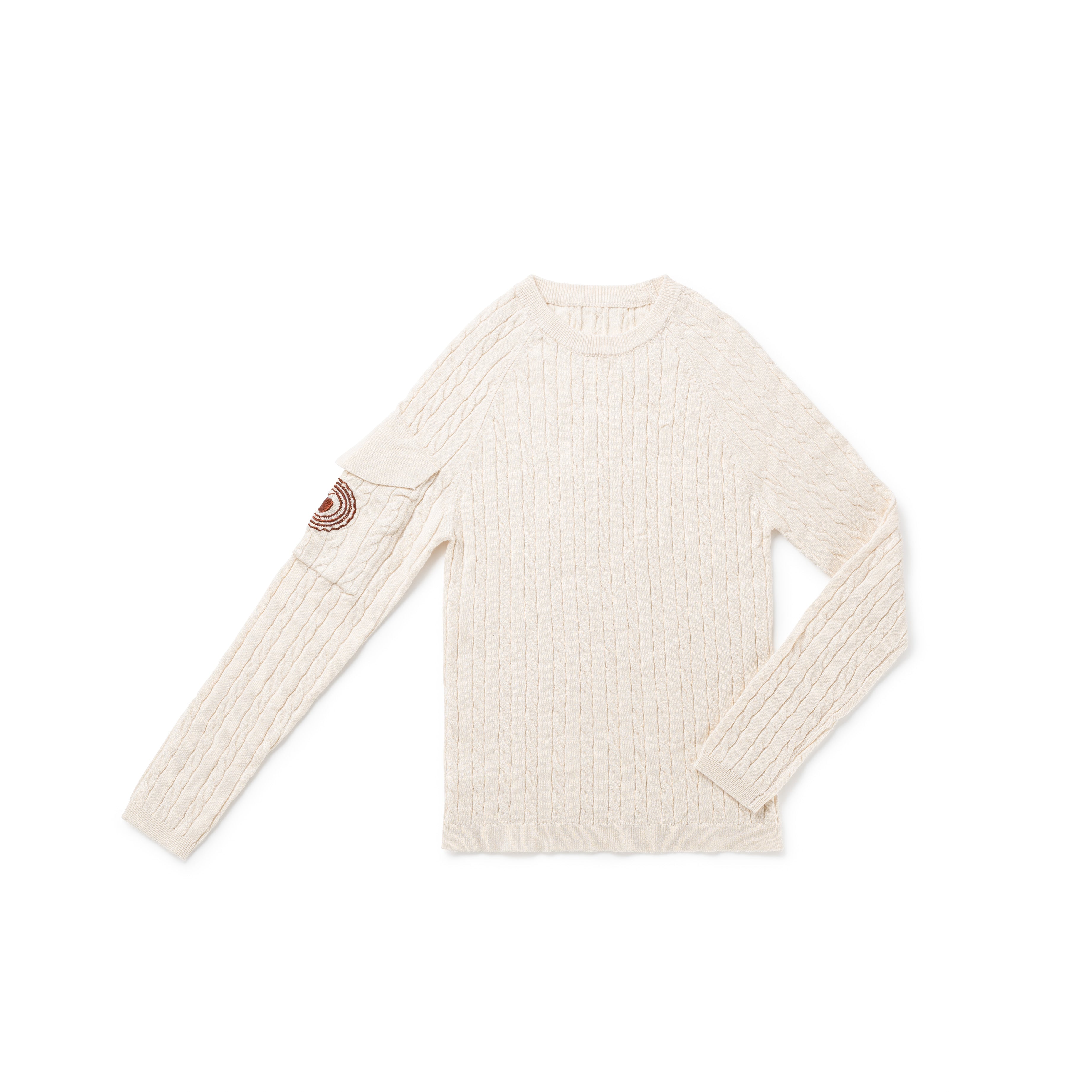 Birnham on the Sea Girls Ecru Cableknit Crew