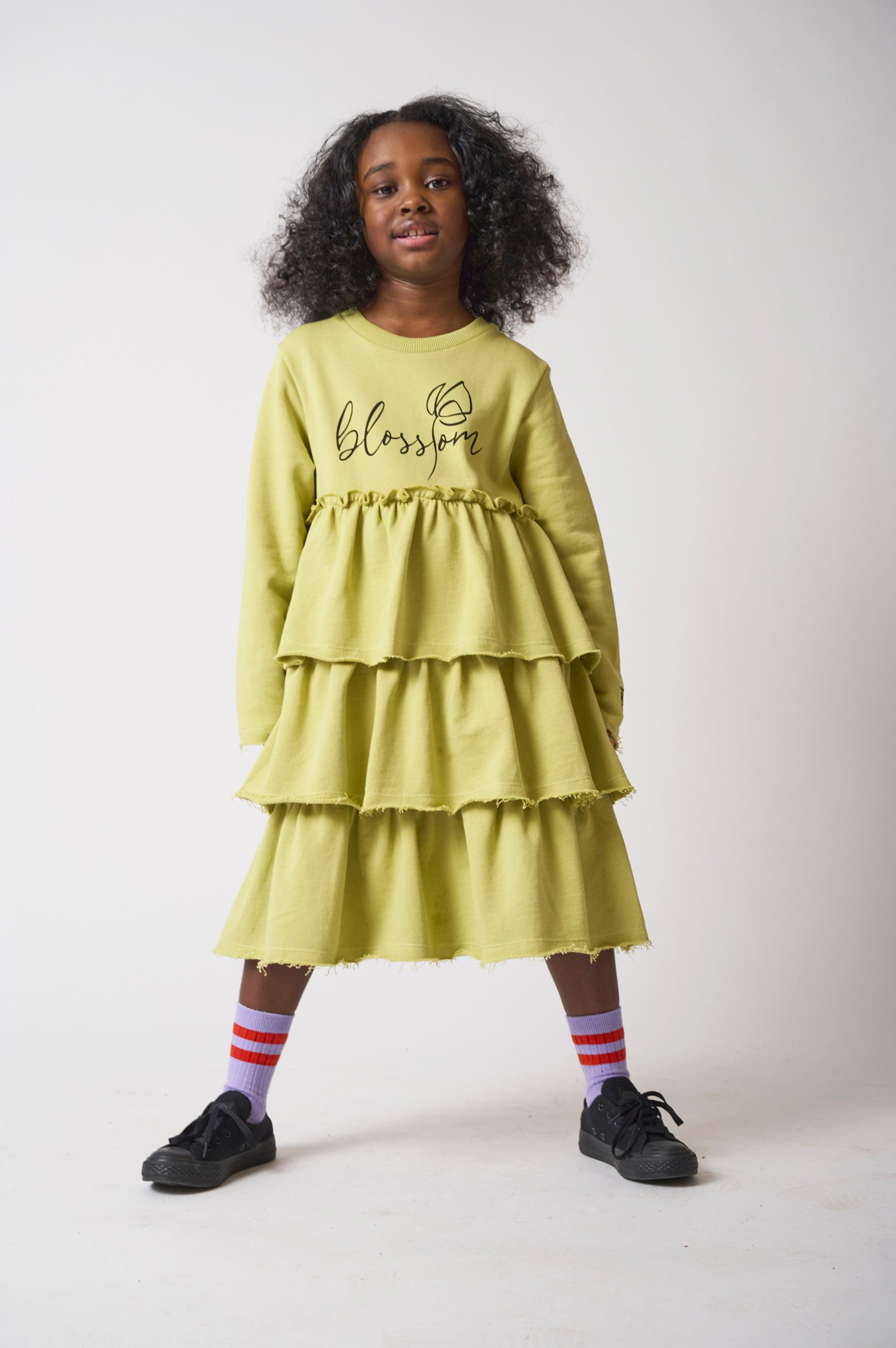 Loud Apparel Olive Ruffle Love Dress