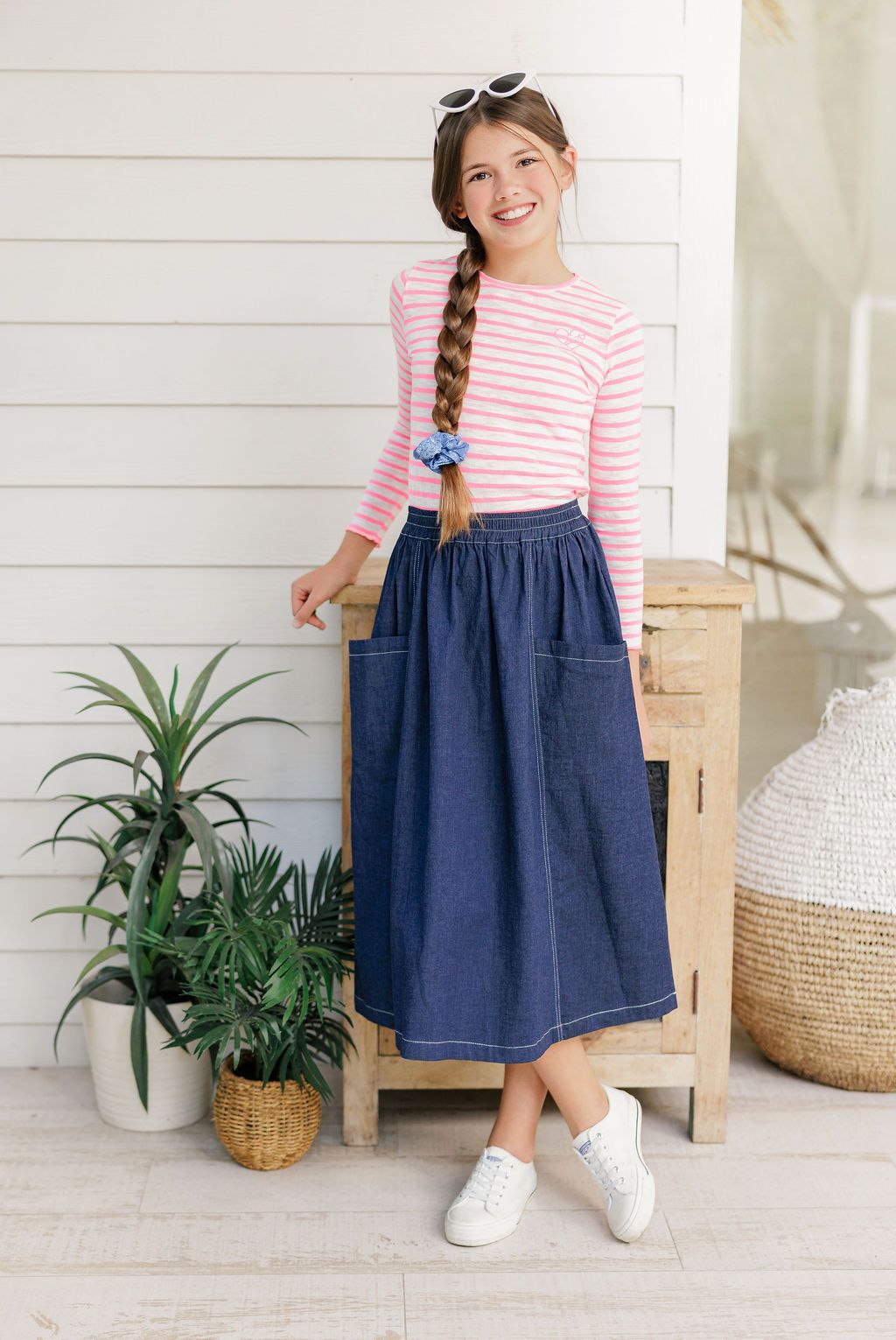 Duet Girls Neon Pink Striped T-Shirt