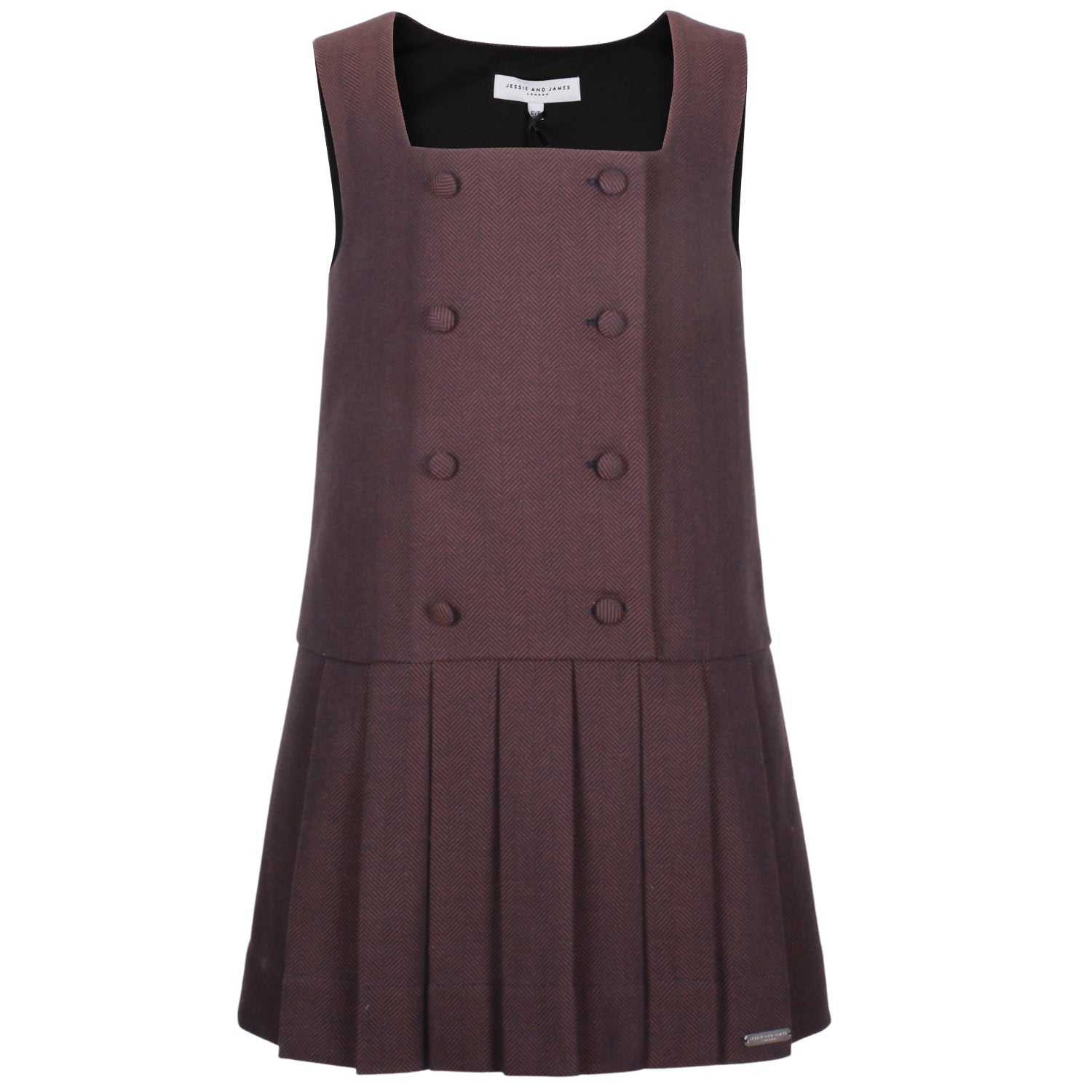 Jessie &amp; James Brown Herringbone Nelly Pinafore