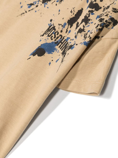 Moschino Sand Paint Splash Logo Tee Shirt