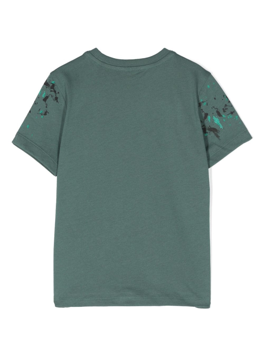 Moschino Green Paint Splash Logo Tee Shirt