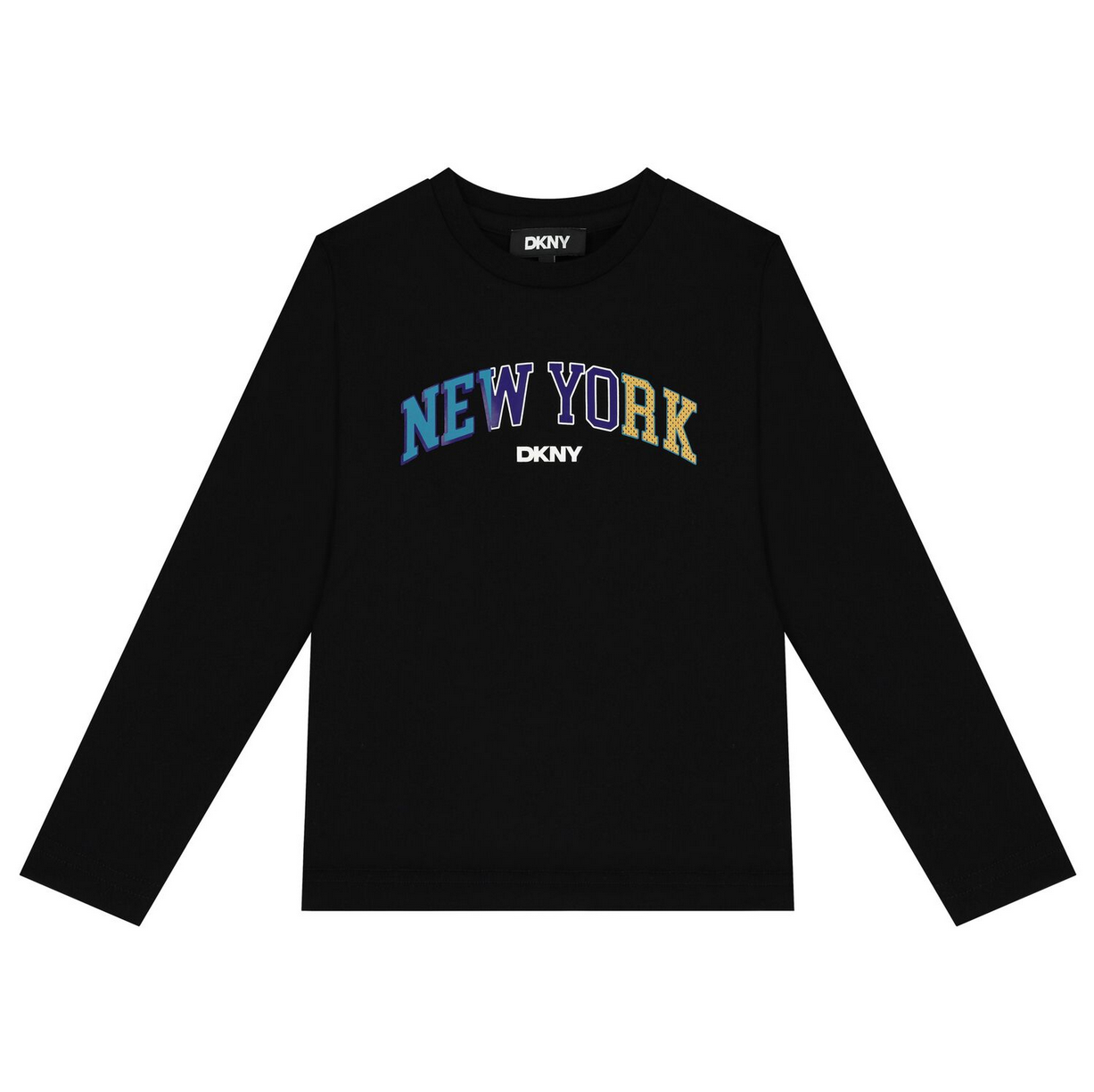 DKNY Black with Multicolored Text Tee Shirt