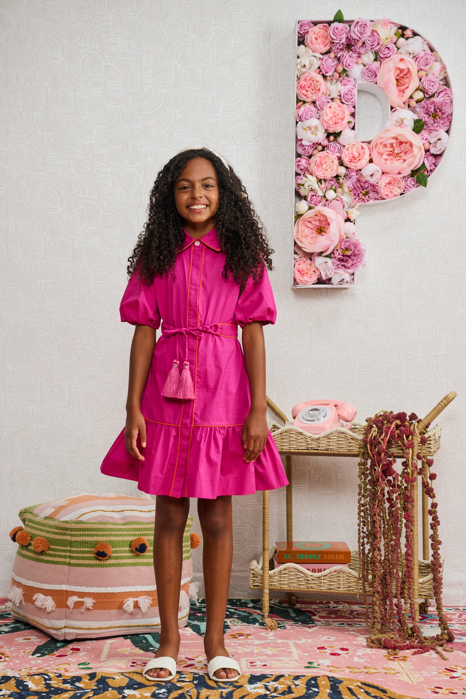 Porter Magenta with Orange Piping Dress