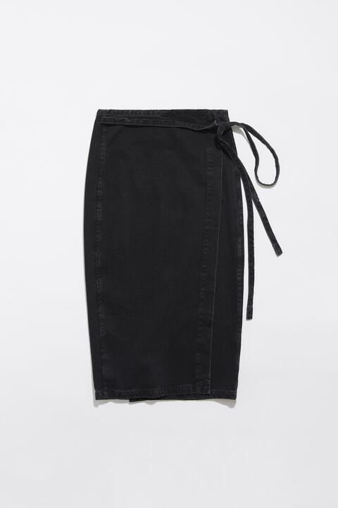 Gem Black Denim Wrap Skirt