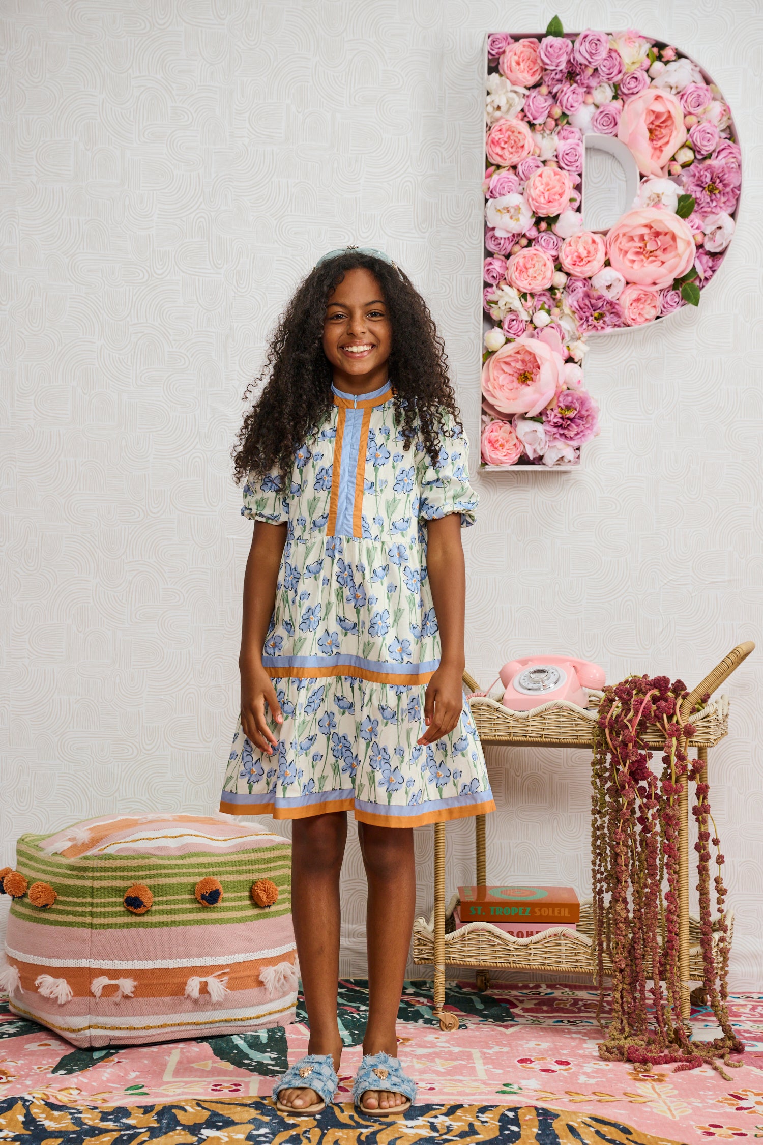 Porter Light Blue Orange Dress