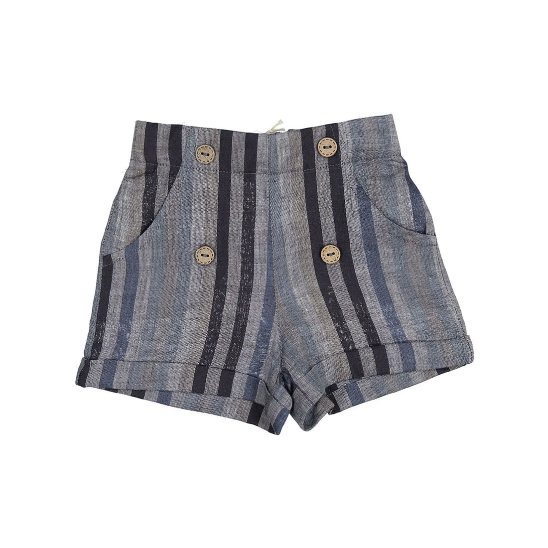 Noma Navy Wide Striped Button Detail Shorts