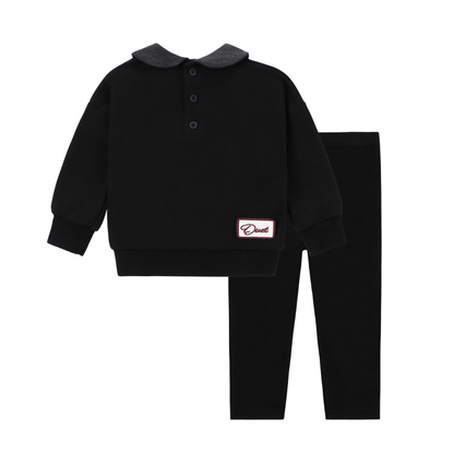 Duet Baby Girls Black/Pink Horse Front Elbem Sweatshirt with Collar