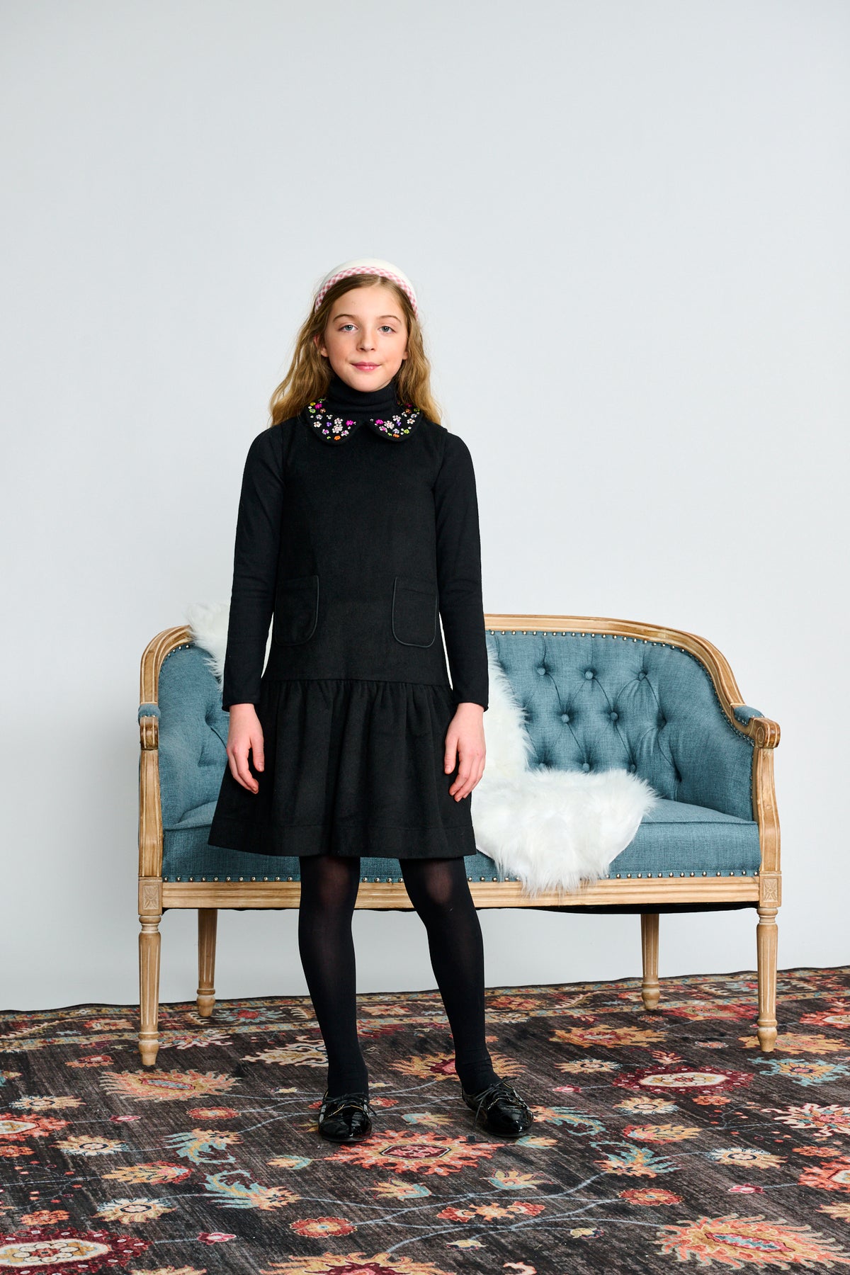Porter Black Wool W/ Neon Beaded Collar Jumper