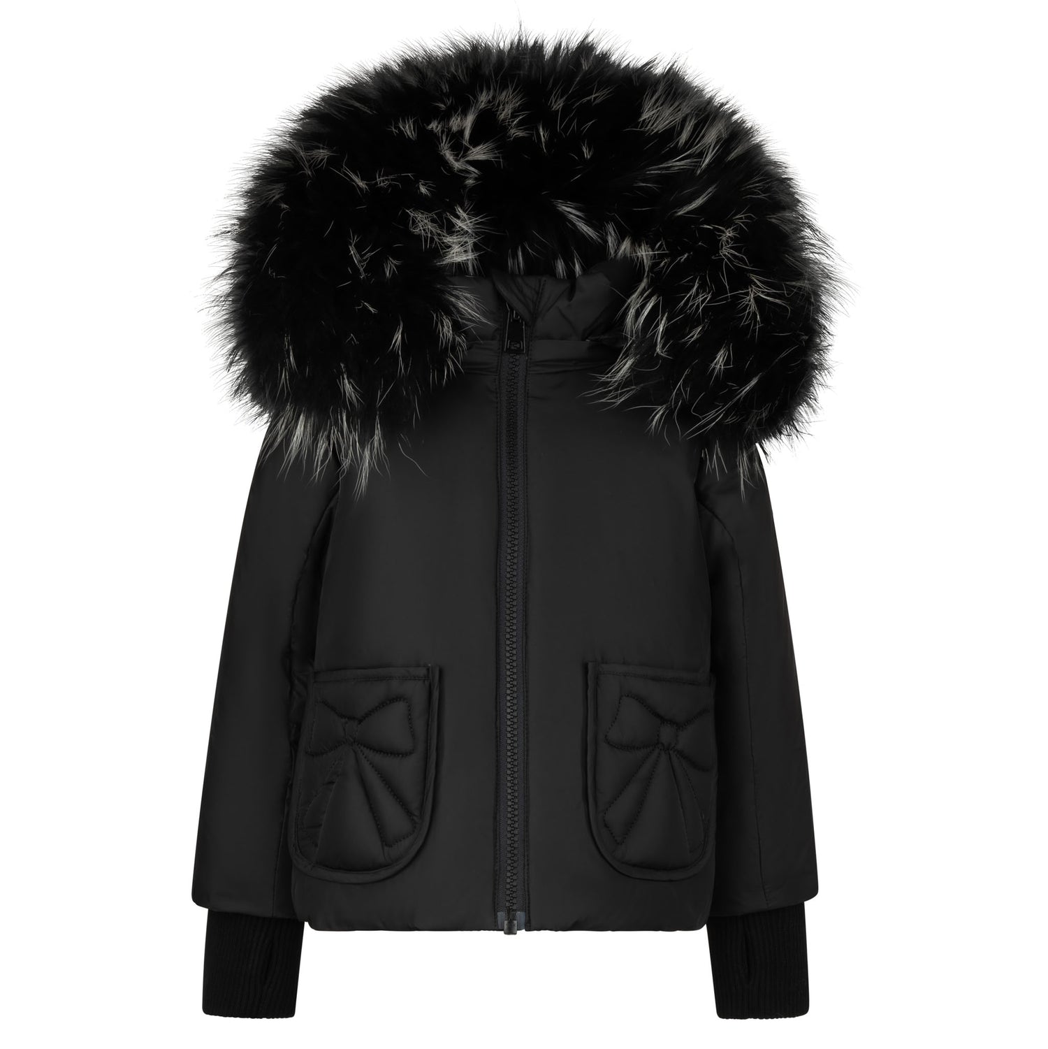 Pramie Little Girls Jacket Bow Black