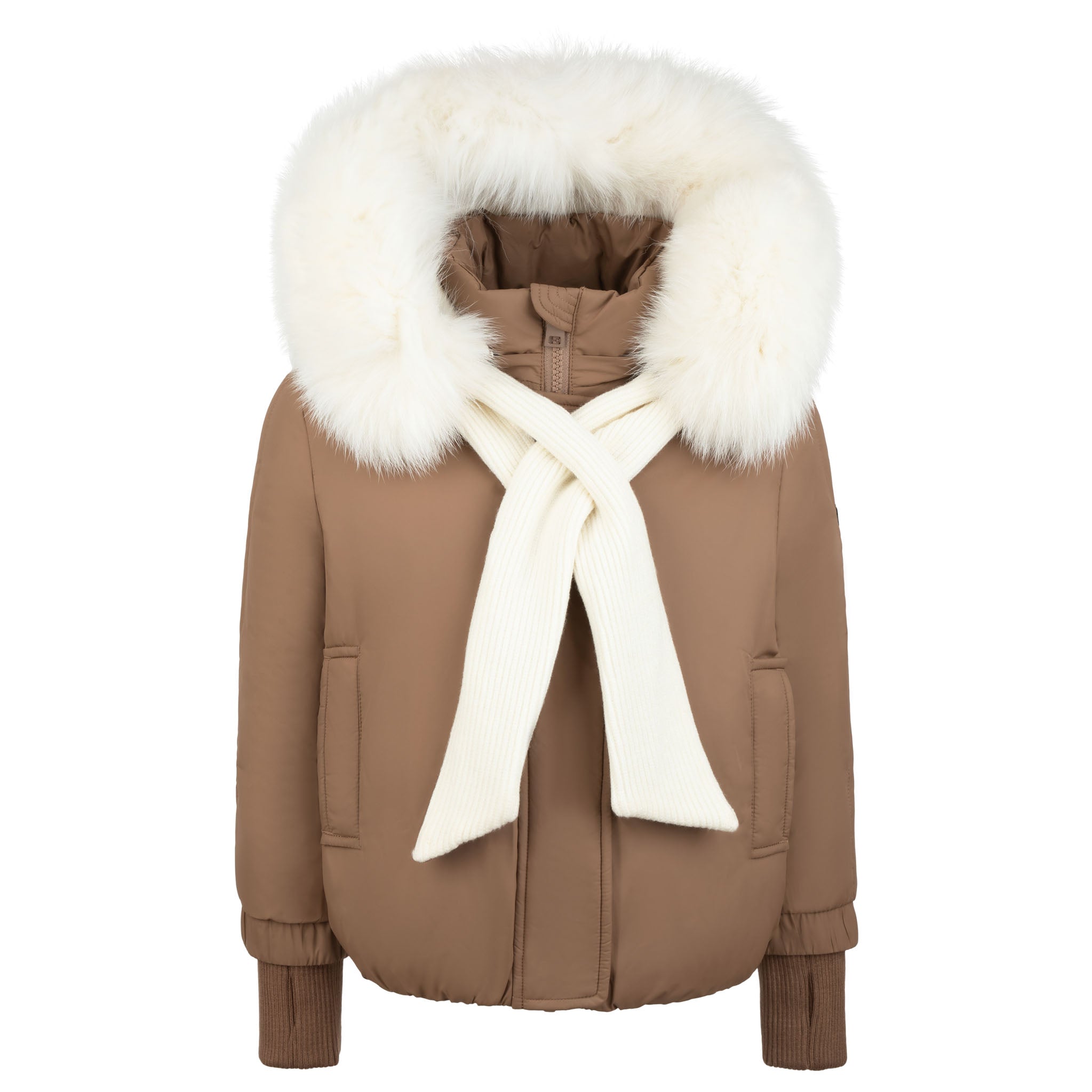Pramie Girls Shawl Jacket Tan Ivory