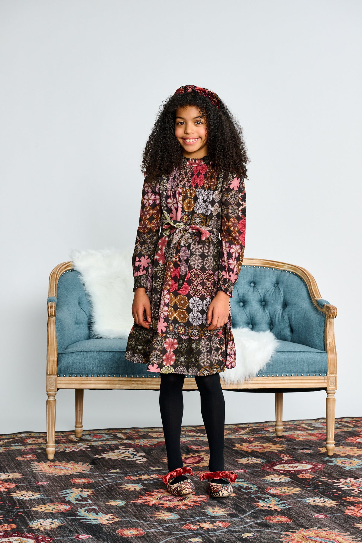 Porter Girls Brown Mauvfe Mixed Media Dress