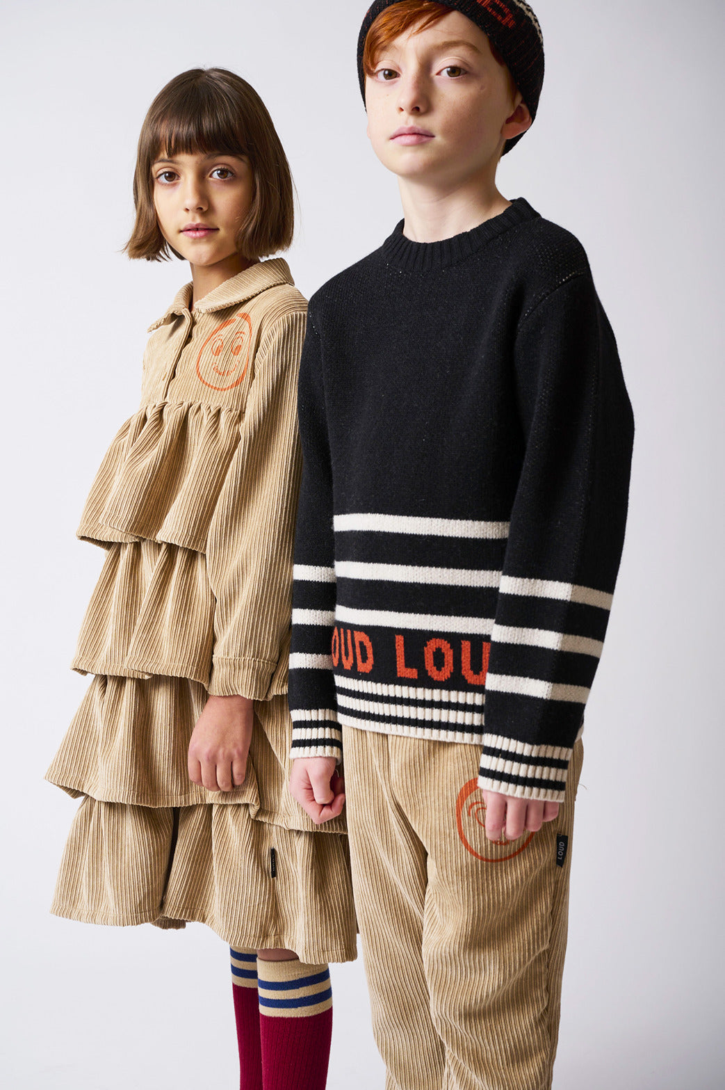 Loud Apparel Black Striped and Logo Meadow Sweater