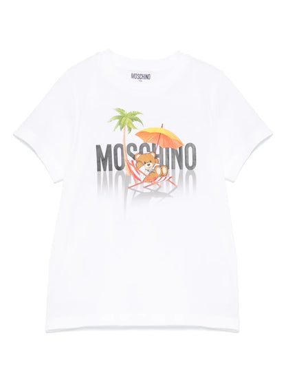 Moschino White Vacation Print Tee