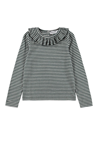 Molo Girls Rica Taxus Pearled Stripe Long Sleeve T-Shirt