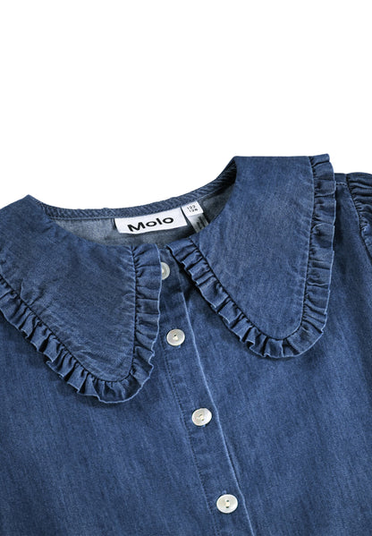 Molo Girls Robbin Mid Blue Wash Long Sleeve Shirt