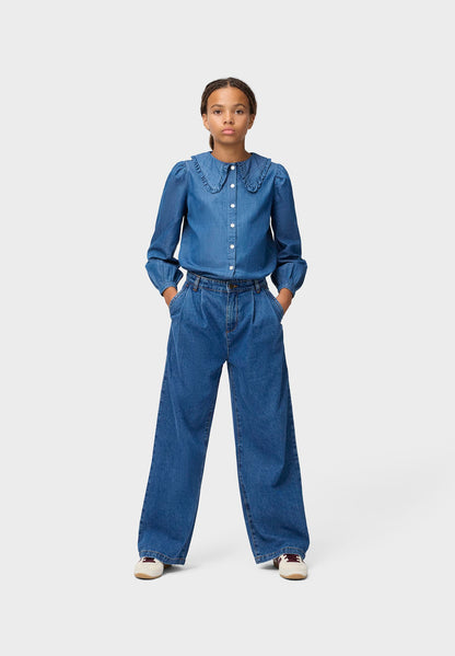 Molo Girls Robbin Mid Blue Wash Long Sleeve Shirt