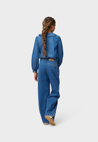 Molo Girls Robbin Mid Blue Wash Long Sleeve Shirt