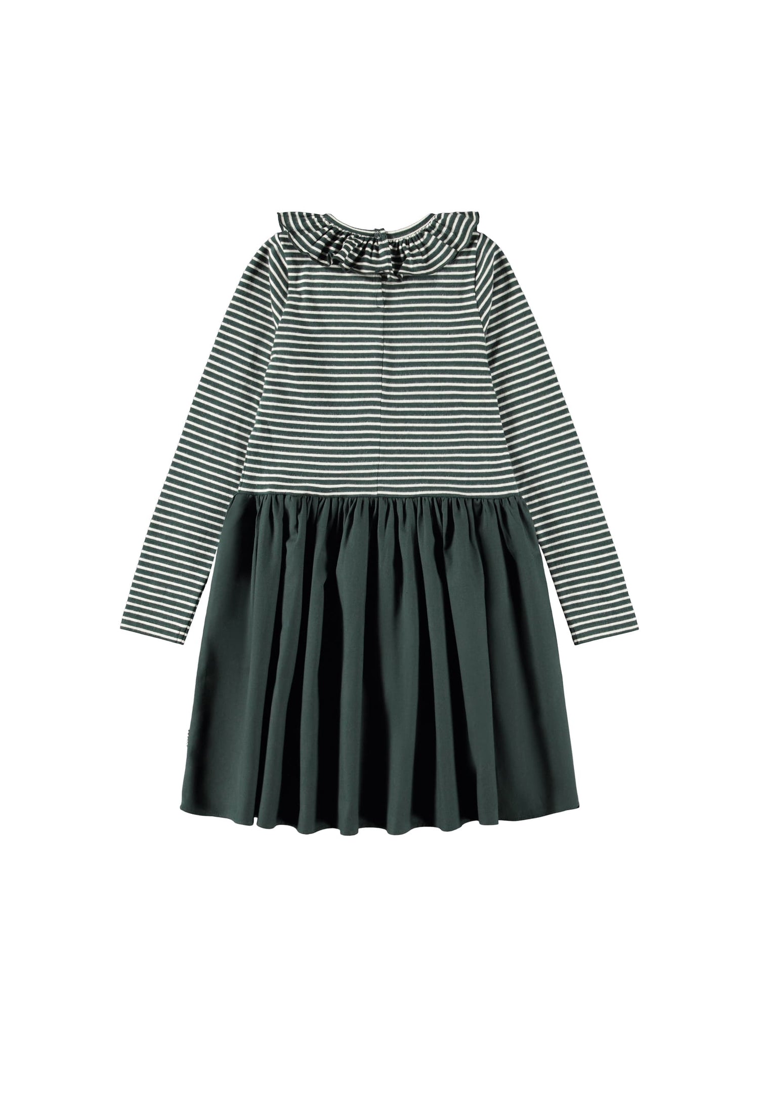 Molo Girls Cybilla Taxus Pearled Stripe Long Sleeve Dress