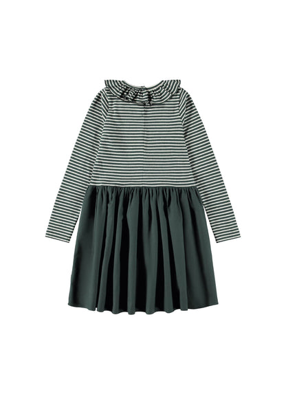 Molo Girls Cybilla Taxus Pearled Stripe Long Sleeve Dress