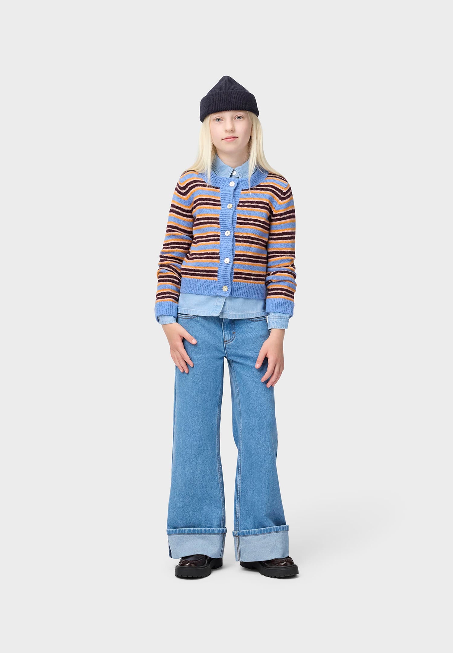 Molo Girls Geraldine Sky Stripe Cardigan