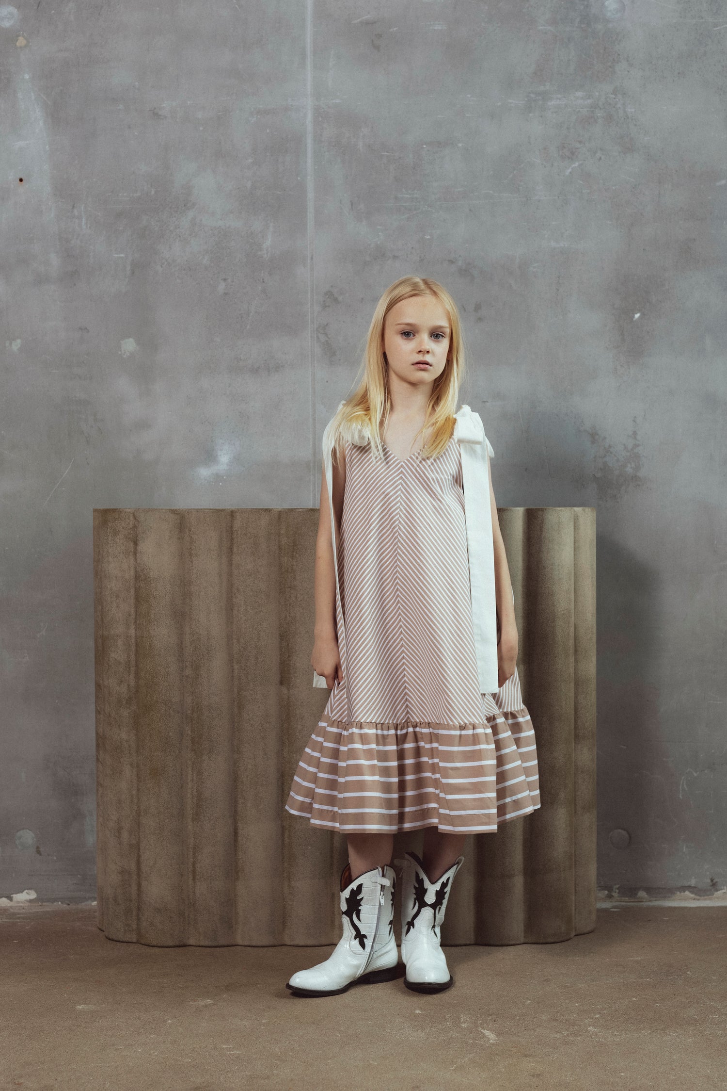 UNLABEL BELLE DRESS (4-16Y) 6Y / CACAO STRIPES