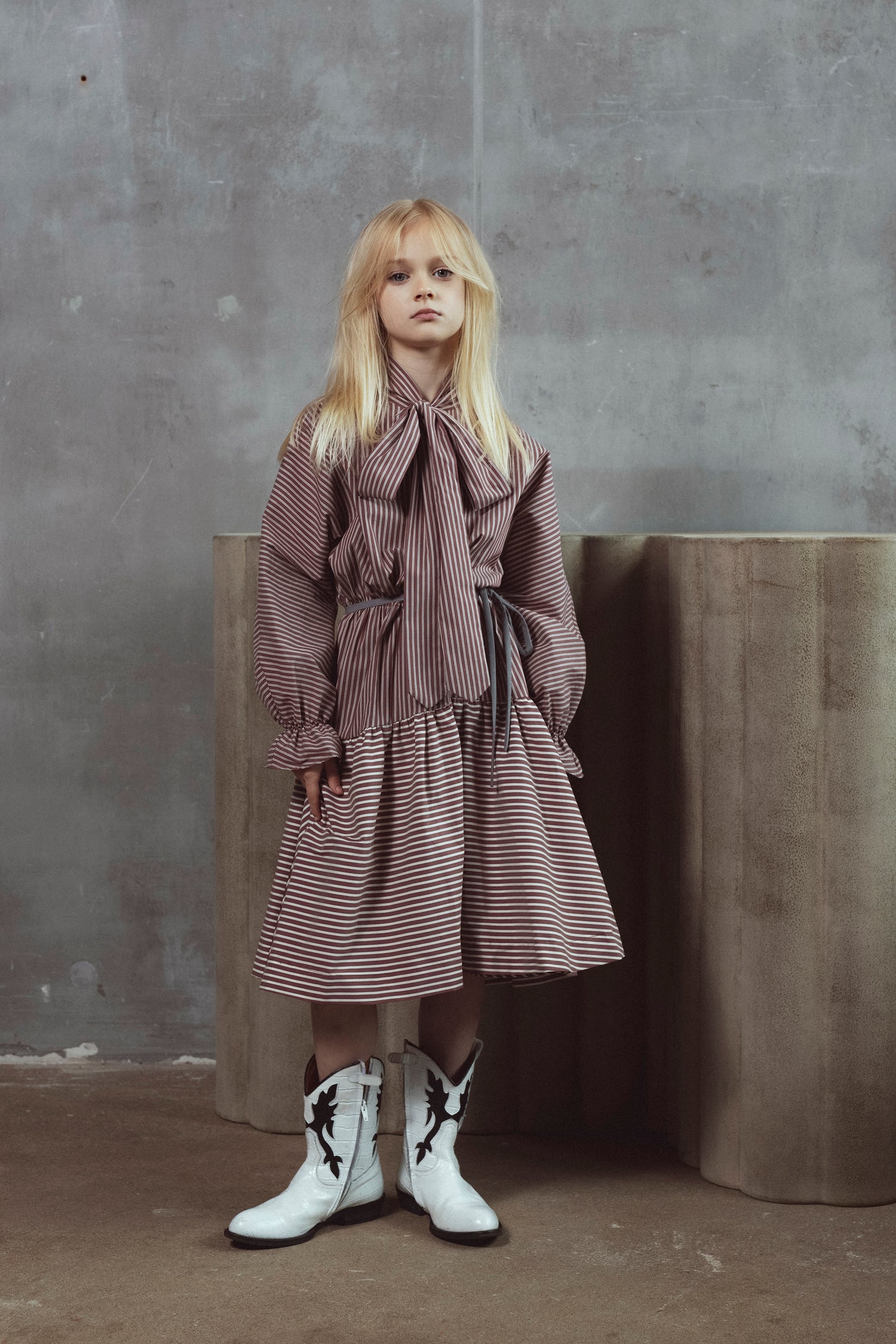 Unlabel Elle Ruby Striped Dress With Neck Tie