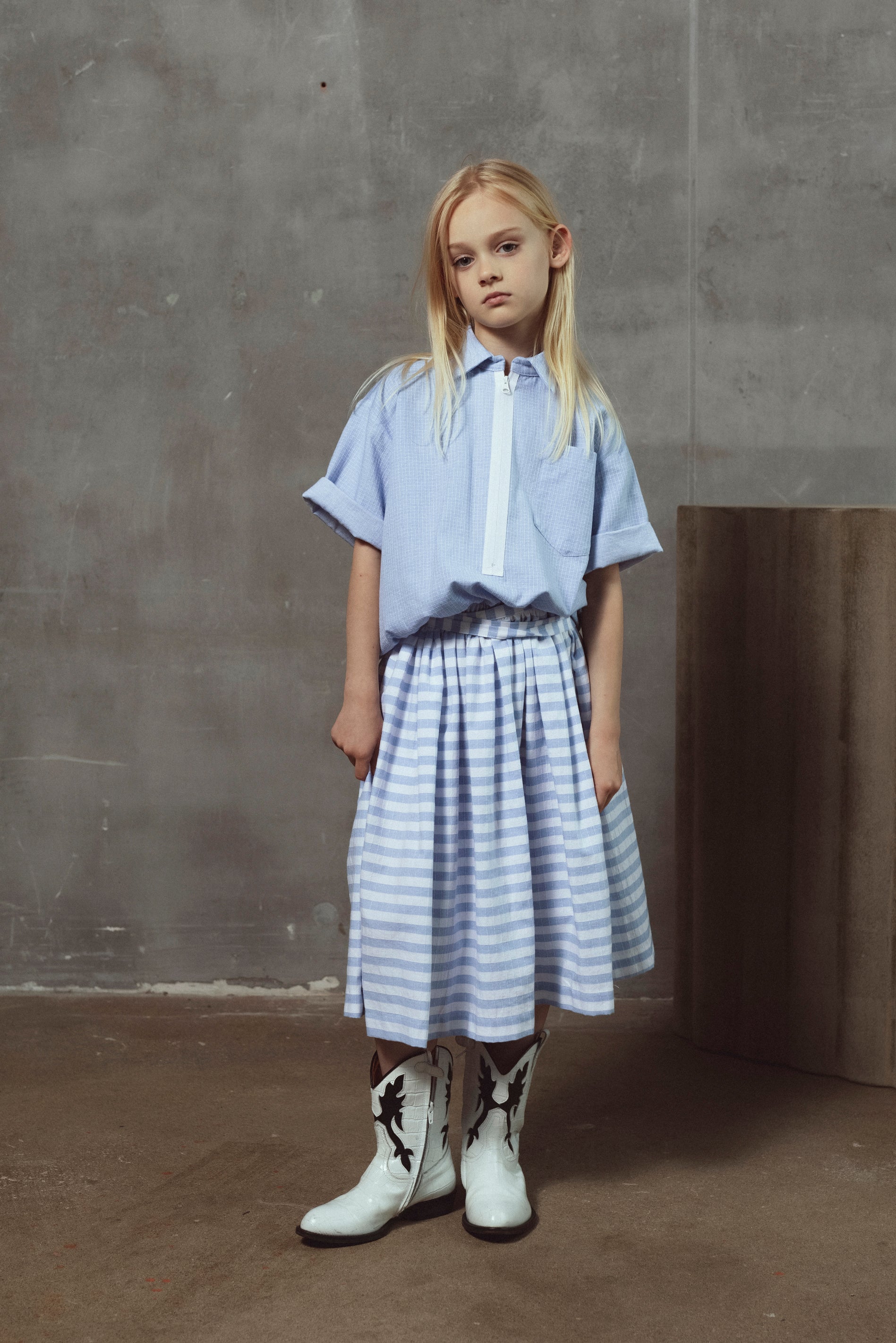 Unlabel Myla Skirt-White/Ice Blue