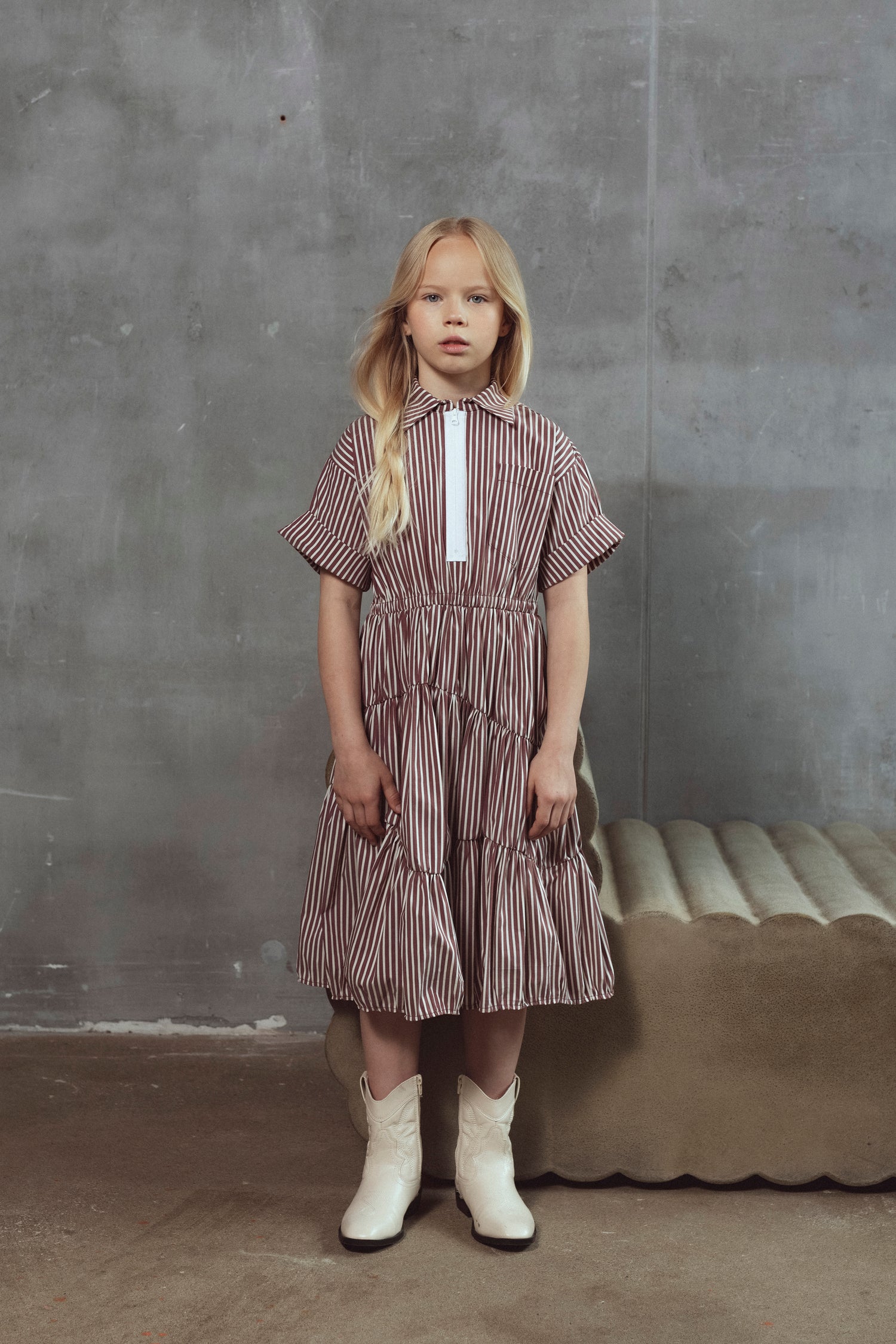 Unlabel Claire Ruby Milk Striped Dress