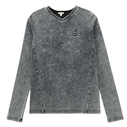 Duet Grey Wash V-neck Tee