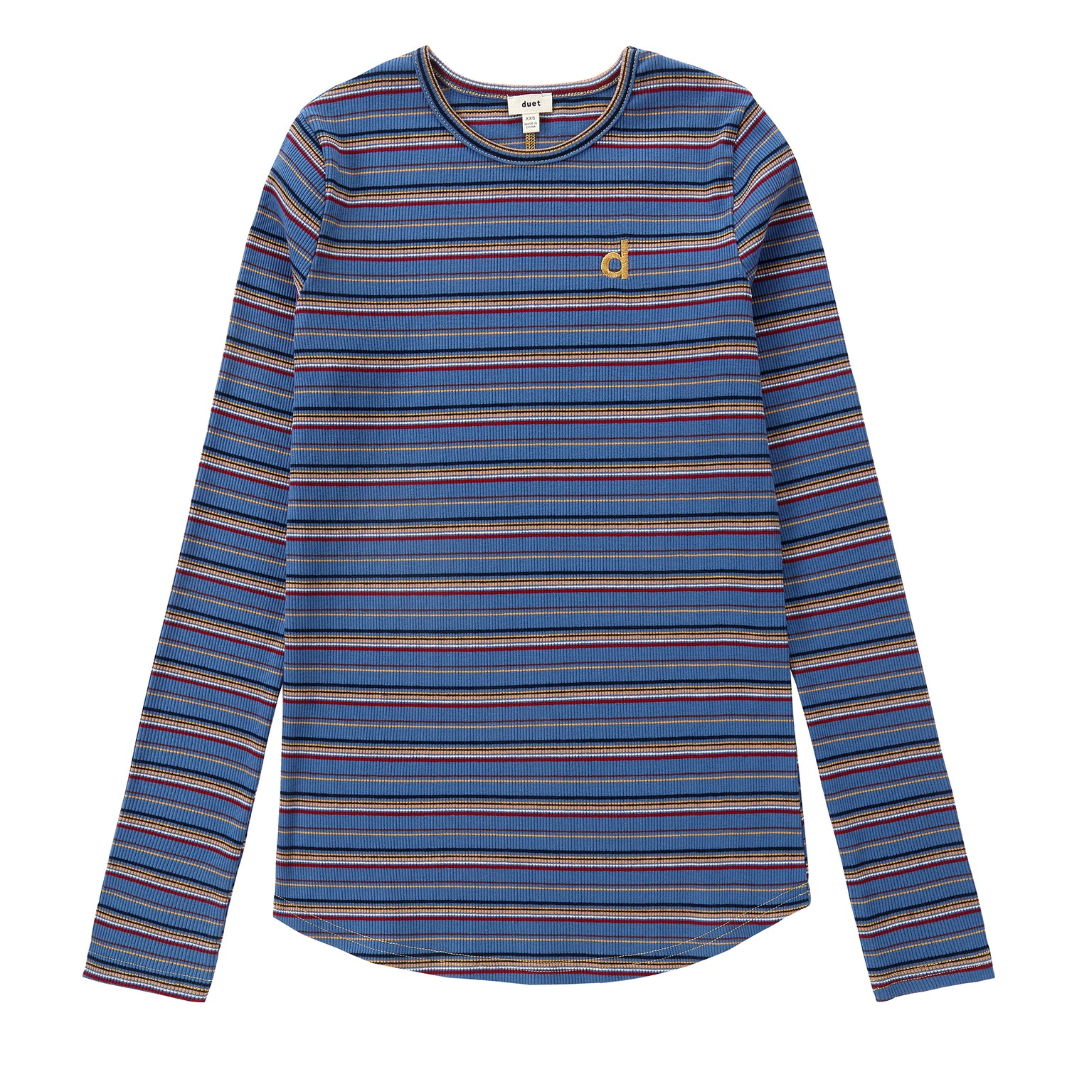 Duet Blue Striped Ribbed Tee