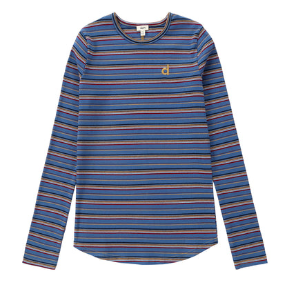 Duet Blue Striped Ribbed Tee
