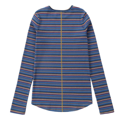 Duet Blue Striped Ribbed Tee