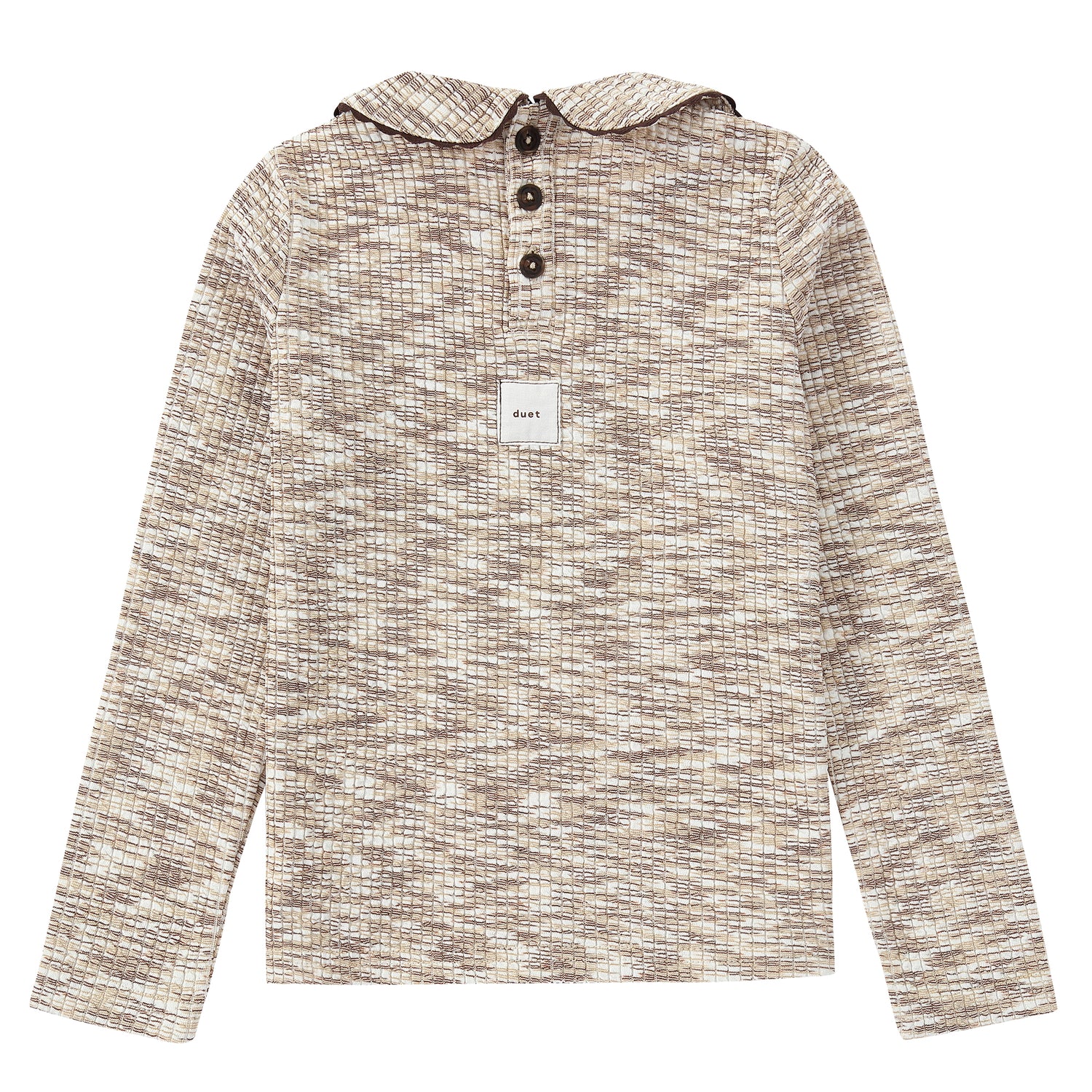 Duet Ivory &amp; Brown Collared Top