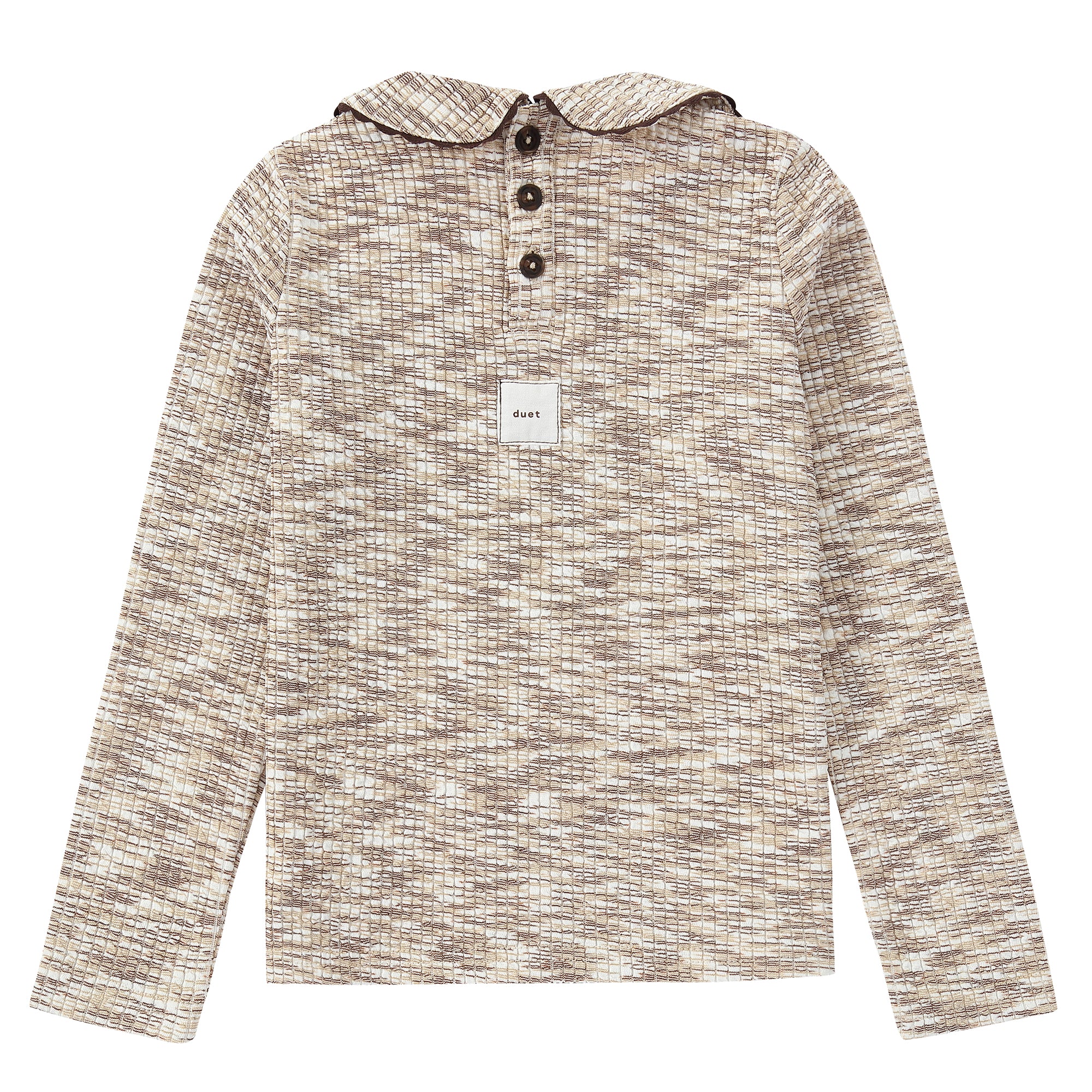 Duet Ivory &amp; Brown Collared Top