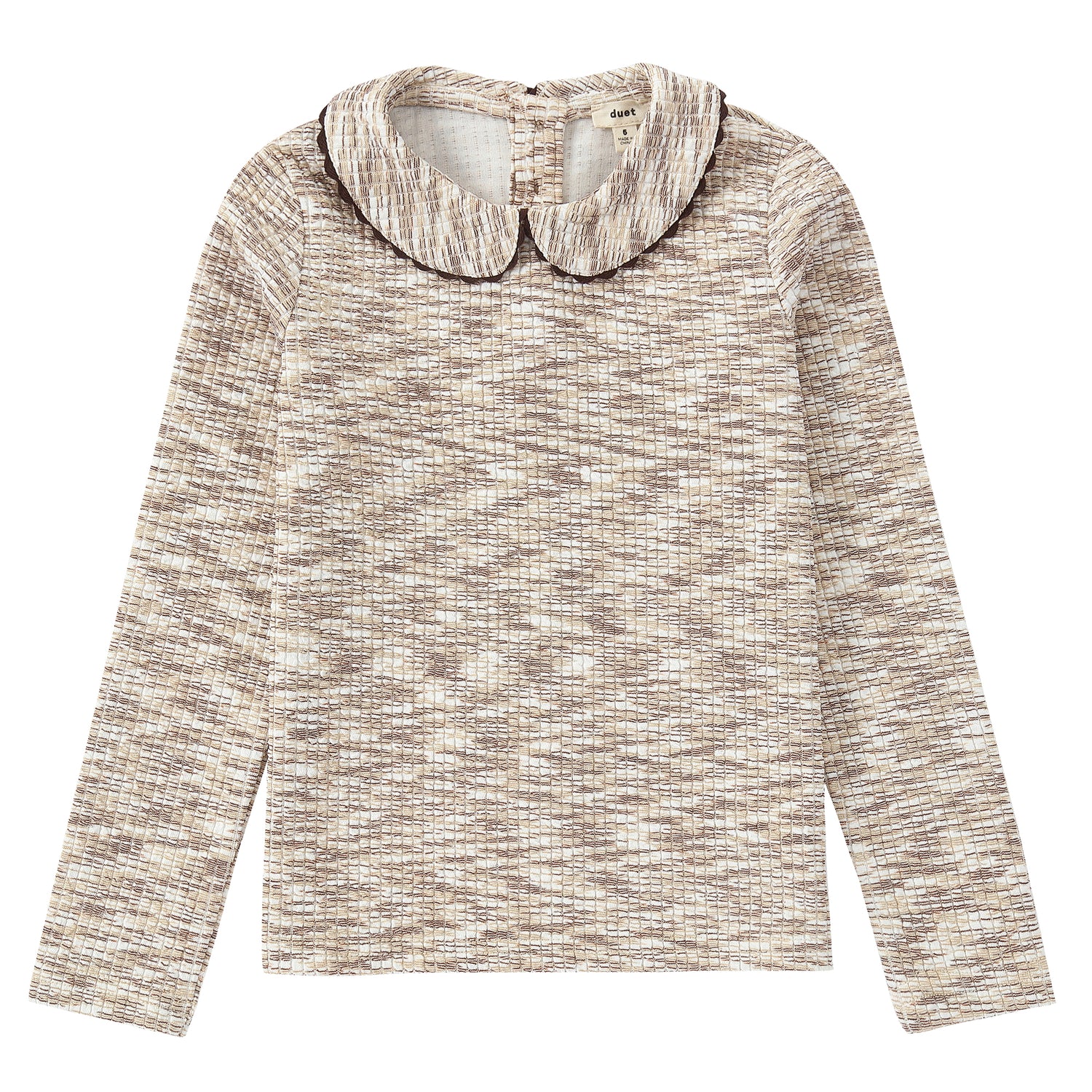Duet Ivory &amp; Brown Collared Top