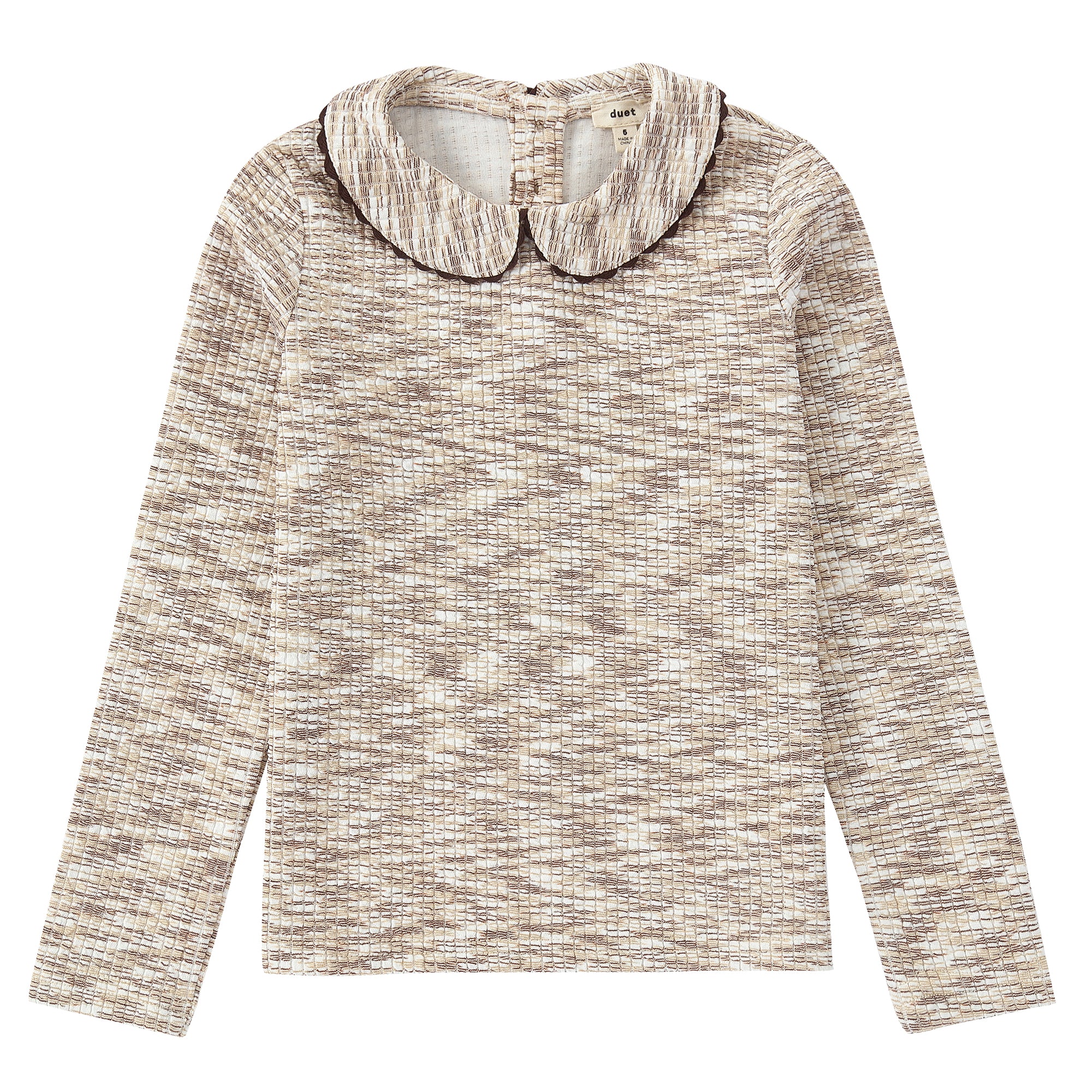 Duet Ivory &amp; Brown Collared Top
