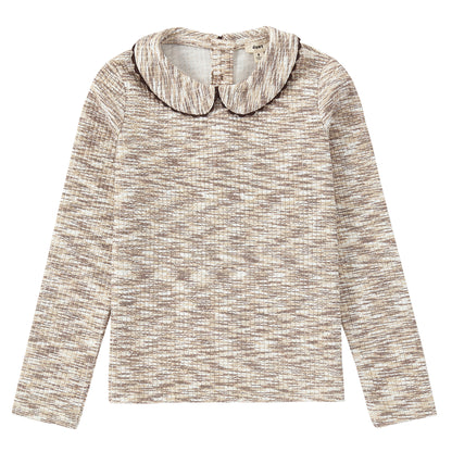Duet Ivory &amp; Brown Collared Top