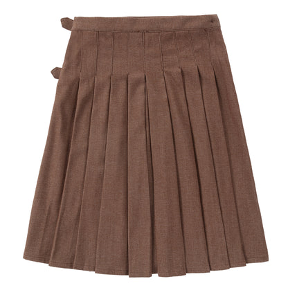 Duet Brown Twill Pleated Skirt