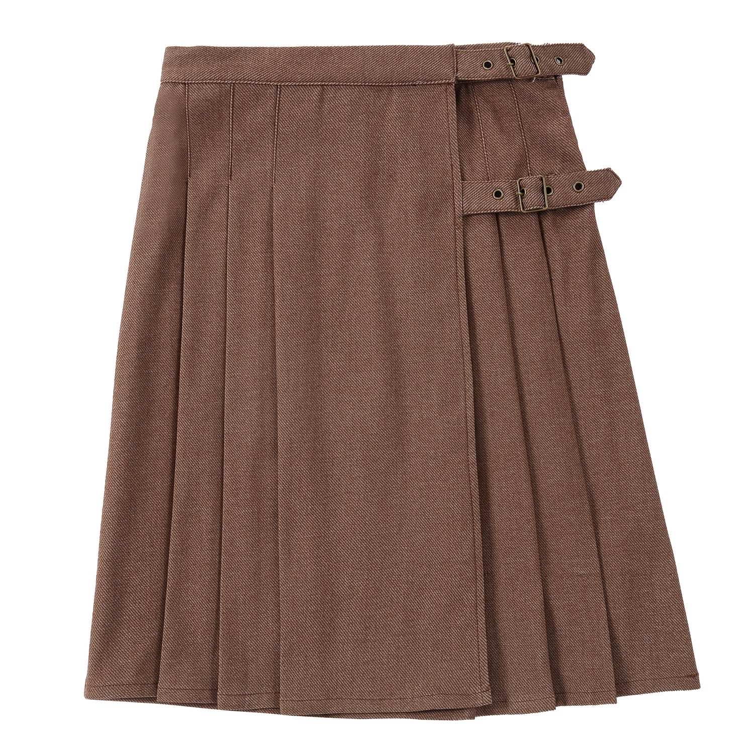 Duet Brown Twill Pleated Skirt