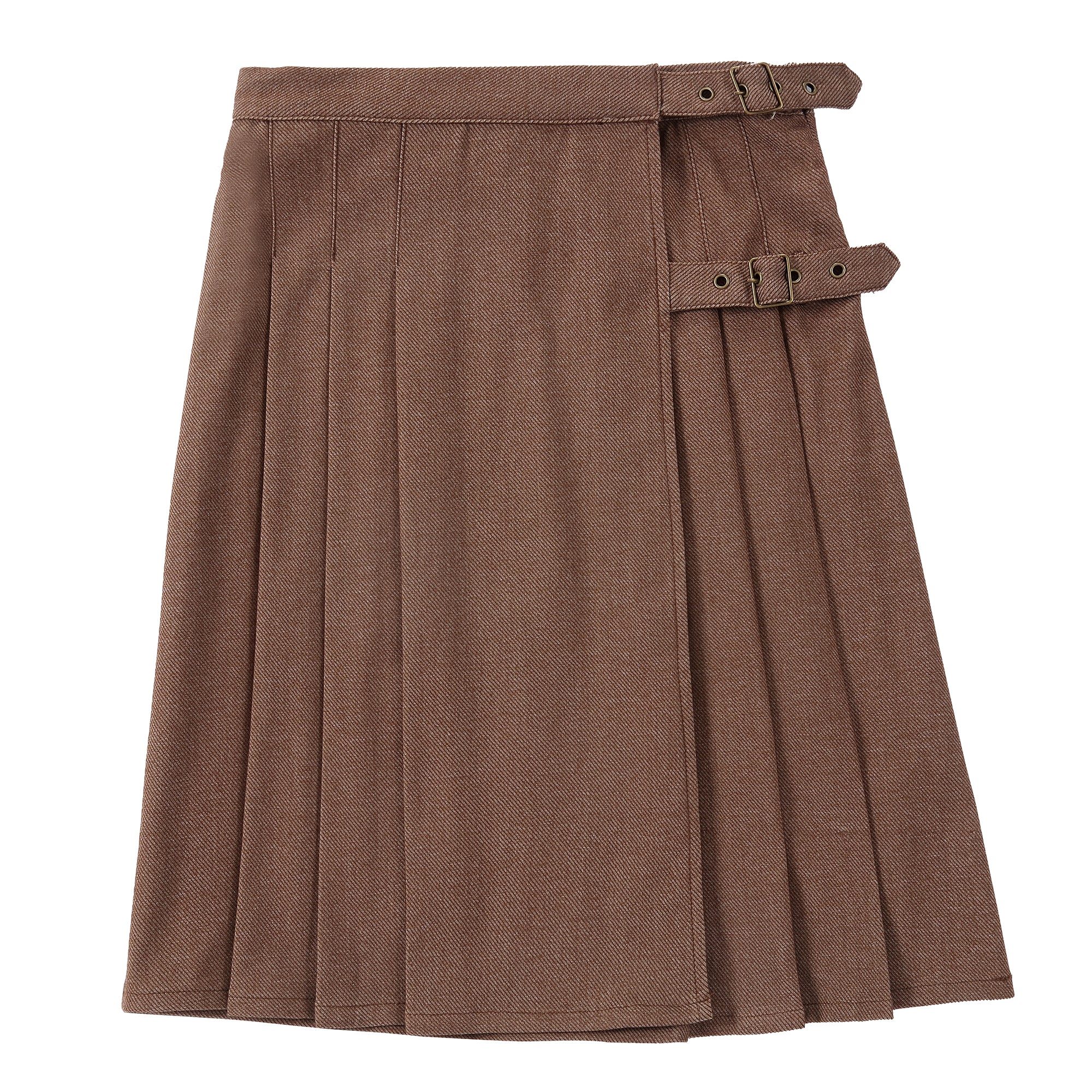 Duet Brown Twill Pleated Skirt