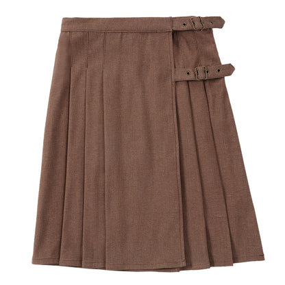 Duet Brown Twill Pleated Skirt