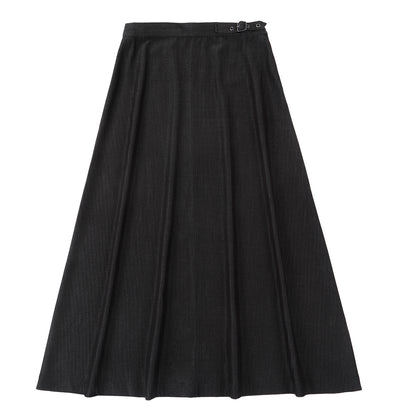 Eleve Black Denim Buckle Skirt