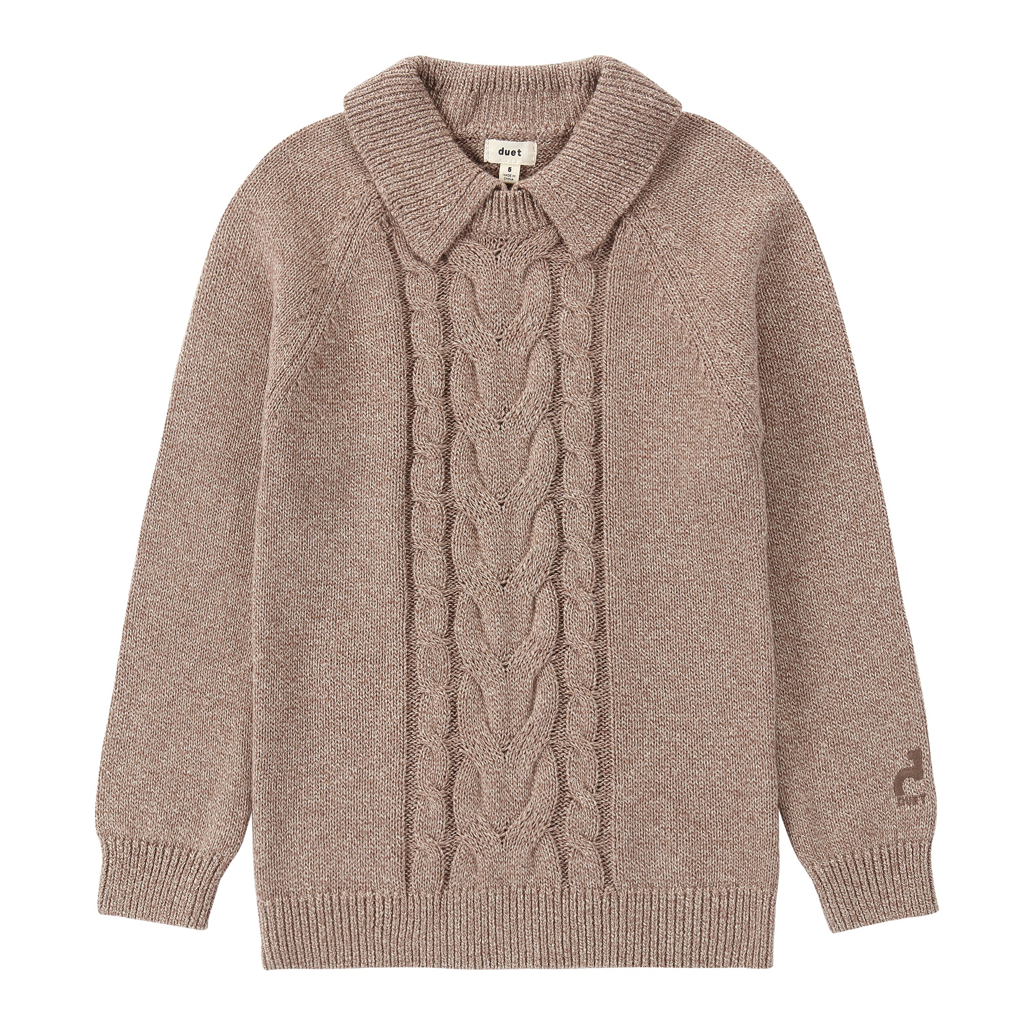 Duet Tan Knit Collared Sweater