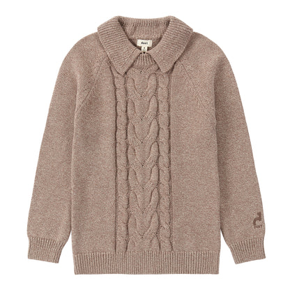 Duet Tan Knit Collared Sweater