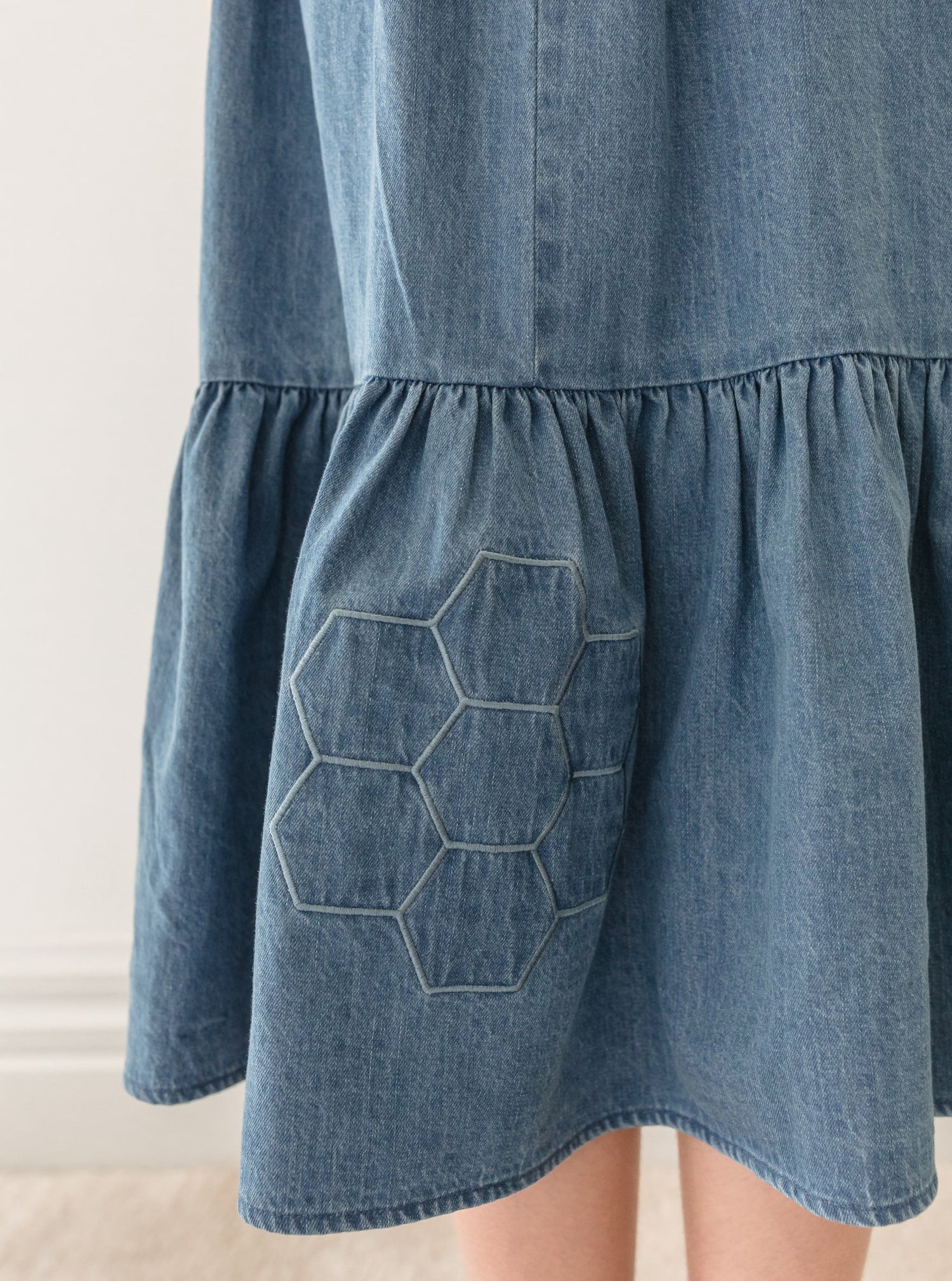 Pink Chambray Patchwork Skirt