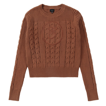 Eleve Brown Cable Knit Sweater